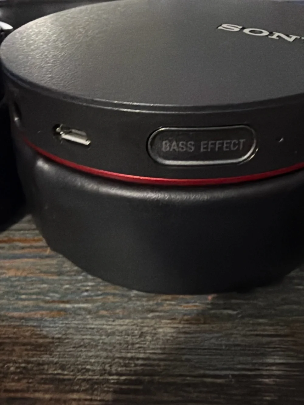 Sony Black Over-Ear Bluetooth Headphones with Red Accents